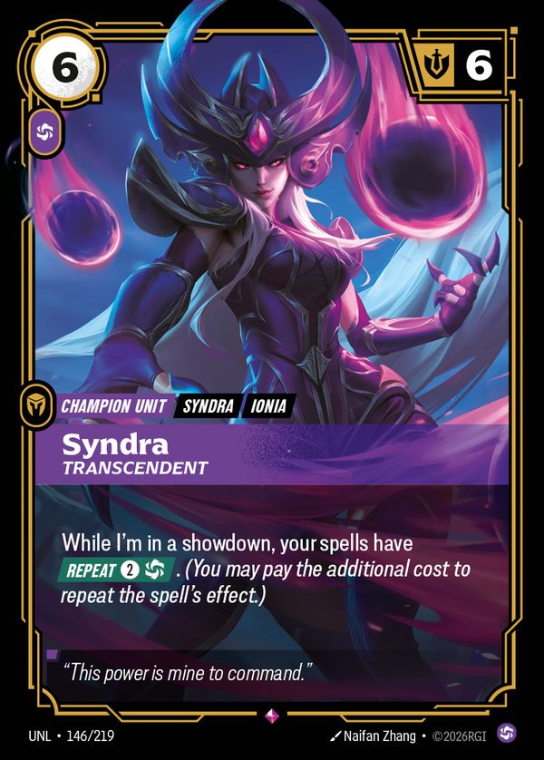 Syndra, Transcendent — Riftbound card