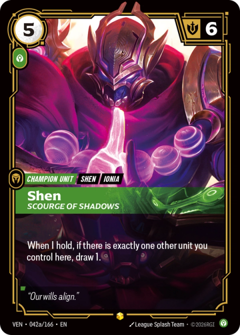 Shen, Scourge of Shadows (Alternate Art) — Vendetta #042a, art by League Splash Team