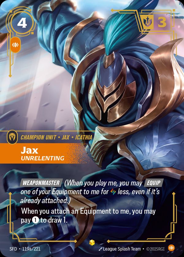 Jax, Unrelenting (Alternate Art) — Riftbound card