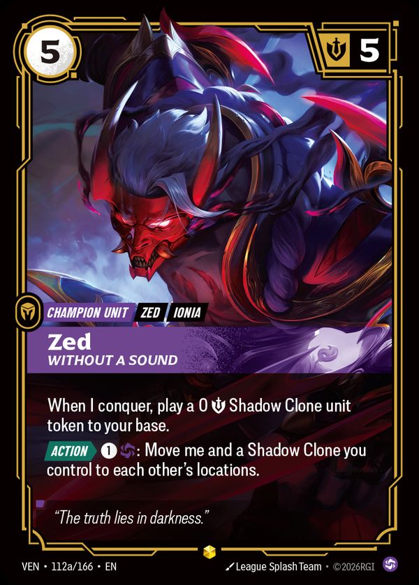 Zed, Without a Sound (Alternate Art) — Riftbound card