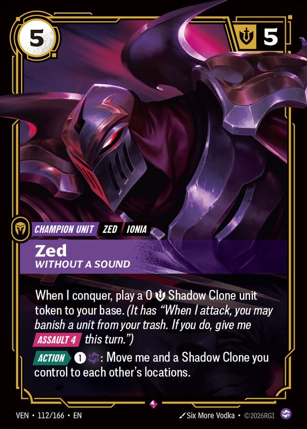 Zed, Without a Sound — Riftbound card