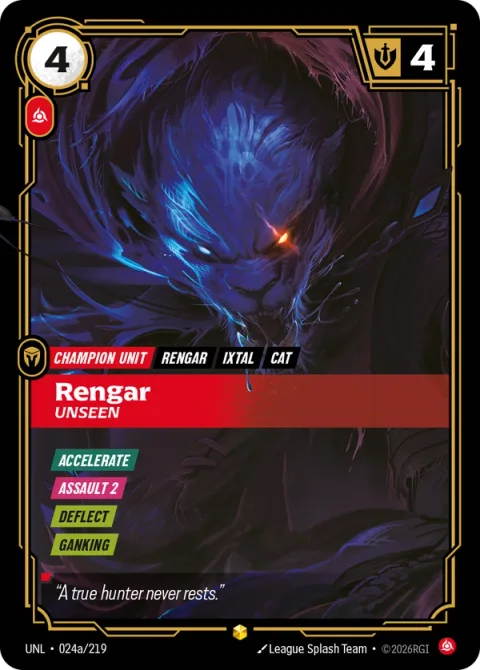 Rengar, Unseen (렝가) UNL-024a 영어판 카드 이미지