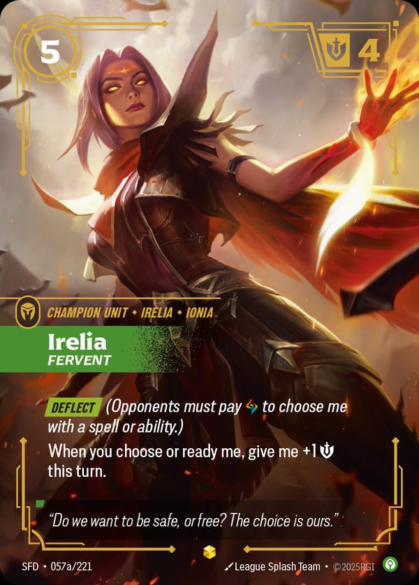 Irelia, Fervent (Alternate Art) — Riftbound card