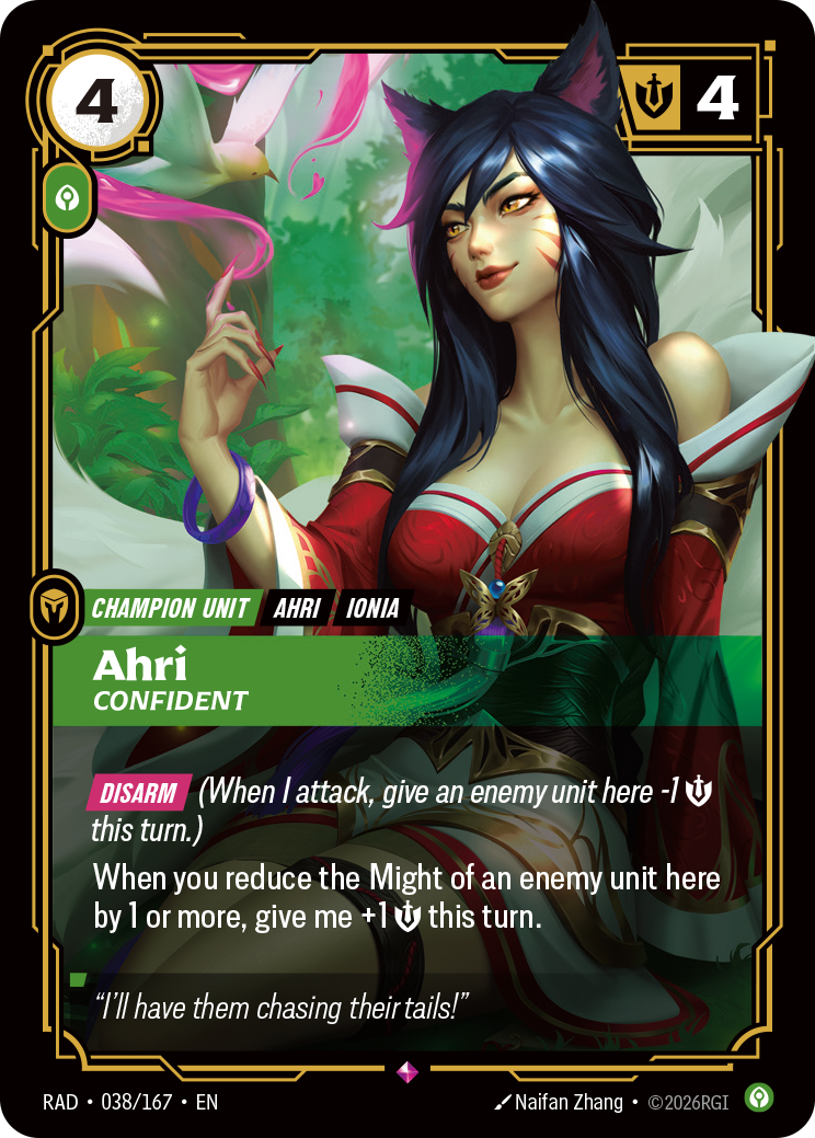 Ahri, Confident — Riftbound card RAD 038