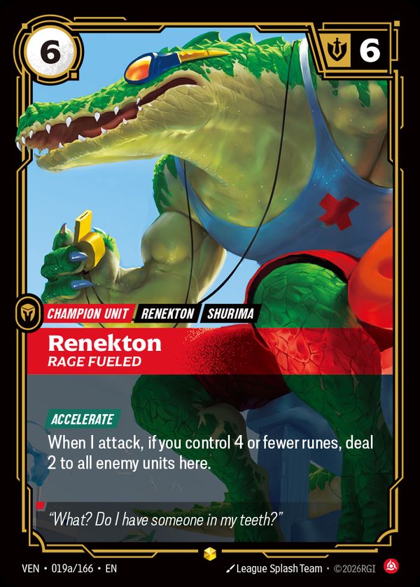Renekton, Rage Fueled (Alternate Art) — Riftbound card