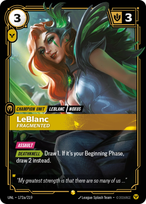 LeBlanc - Fragmented (Alternate Art) — Unleashed #172a, art by League Splash Team