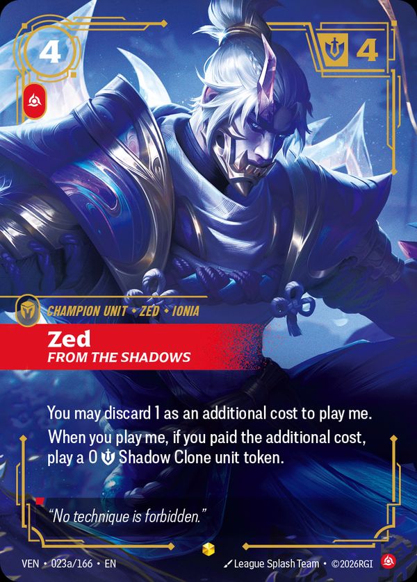 Zed, From the Shadows (Alternate Art) — Riftbound card