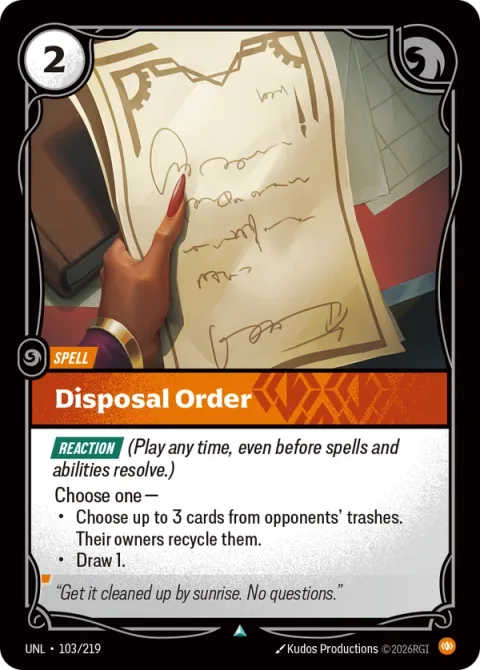 Disposal Order UNL-103 영어판 카드 이미지