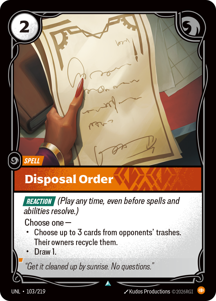 DISPOSAL ORDER