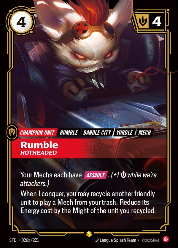 Rumble, Hotheaded (Alternate Art) — Riftbound card