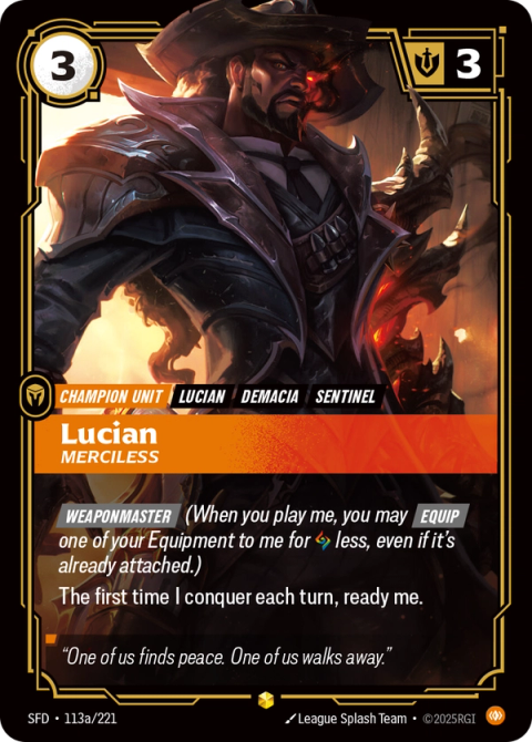 Lucian - Merciless (Alternate Art) — Spiritforged #113a, art by League Splash Team
