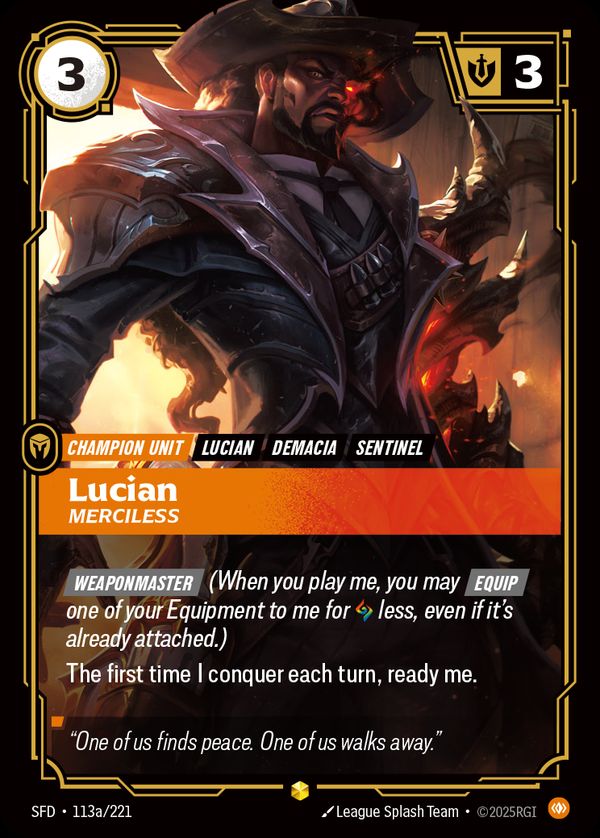 Lucian, Merciless (Alternate Art) — Riftbound card