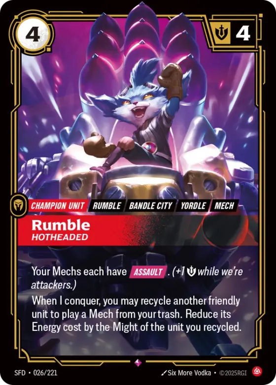 Rumble, Hotheaded SFD-026 Standard printing