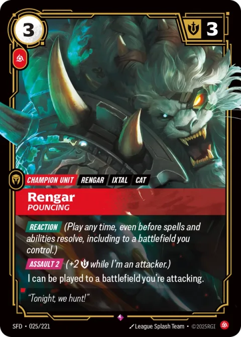 Rengar, Pouncing (렝가) SFD-025 영어판 카드 이미지