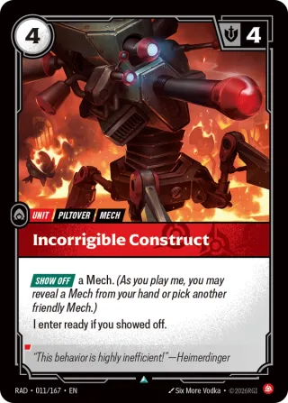 Incorrigible Construct — Riftbound card RAD 011