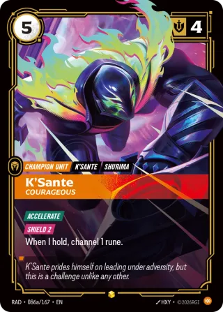 K'Sante, Courageous — Riftbound Showcase card RAD 086a