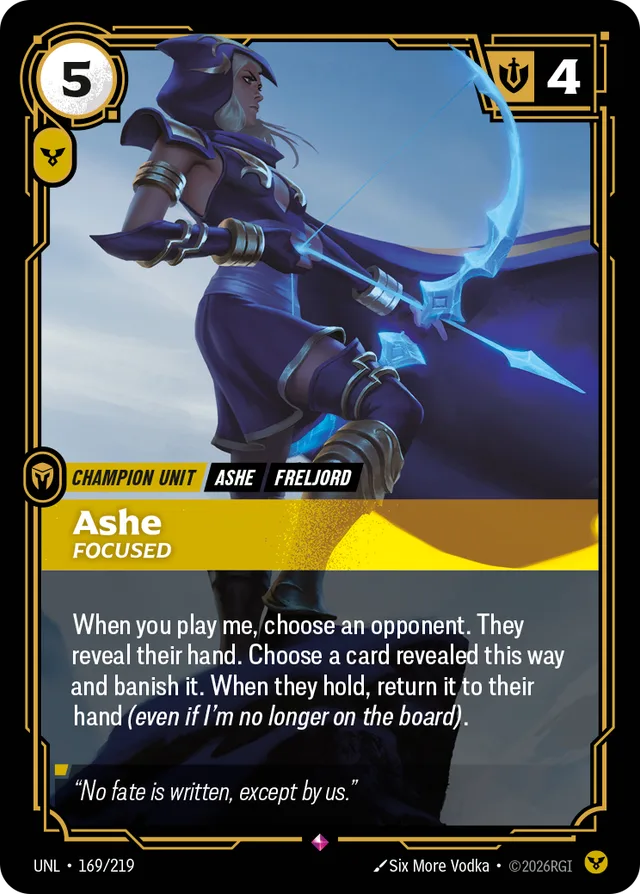 Ashe, Focused Riftbound card (UNL-169/219)