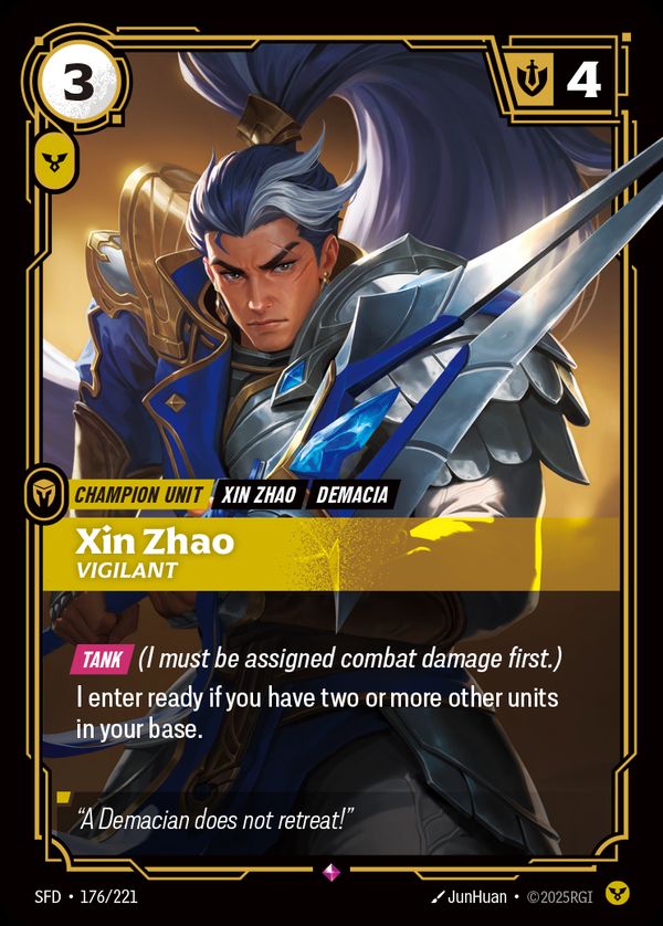 Xin Zhao, Vigilant — Riftbound card
