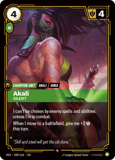 Akali, Silent — Vendetta #038, art by League Splash Team