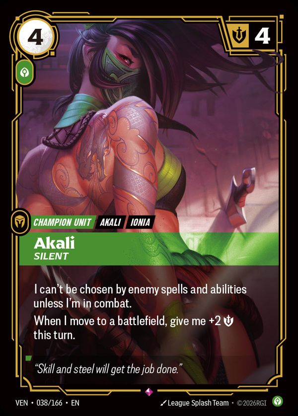 Akali, Silent — Riftbound card