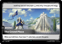 Riftbound Battlefield: The Grand Plaza. When you hold here, if you have 7+ units here, you win the game.