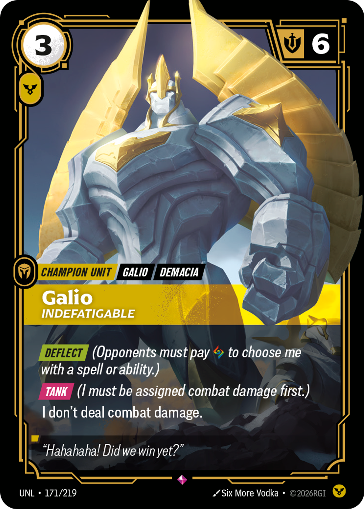Galio, Indefatigable