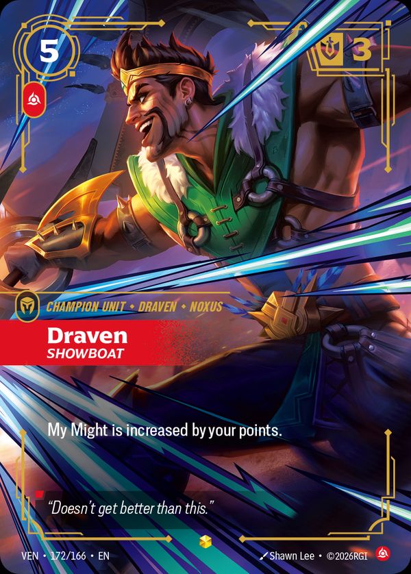 Draven, Showboat (Overnumbered) — Riftbound card