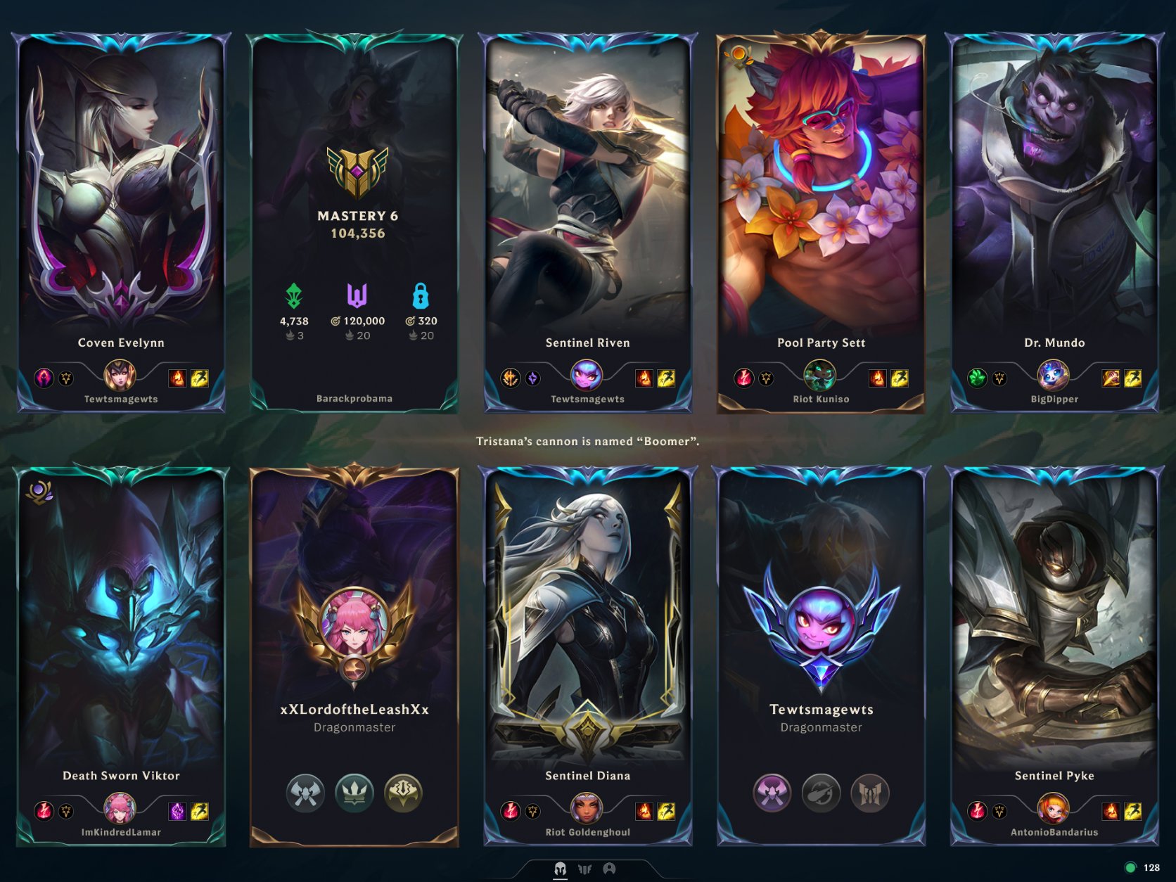 loading screen with tokens and titles showing