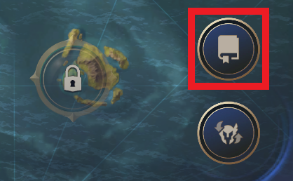 Close up of the bottom right corner of the World Map, with the Adventuer Journal icon - a closed book - highlighted.