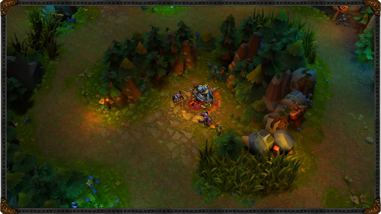 Red-buff camp with the Lizard Elder and two smaller monsters on Classic Summoner's Rift